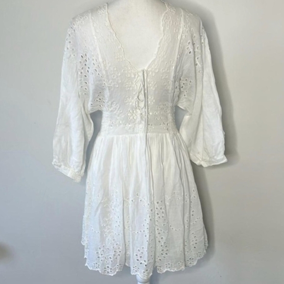 Free People White Eyelet Lottie Dress Creamy Color L - Picture 7 of 11